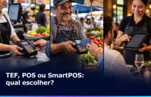 TEF, POS e SmartPOS utilizados em supermercado, feira e restaurante